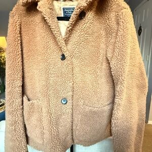 Abercrombie & Fitch Women's Cozy Brown Teddy Jacket